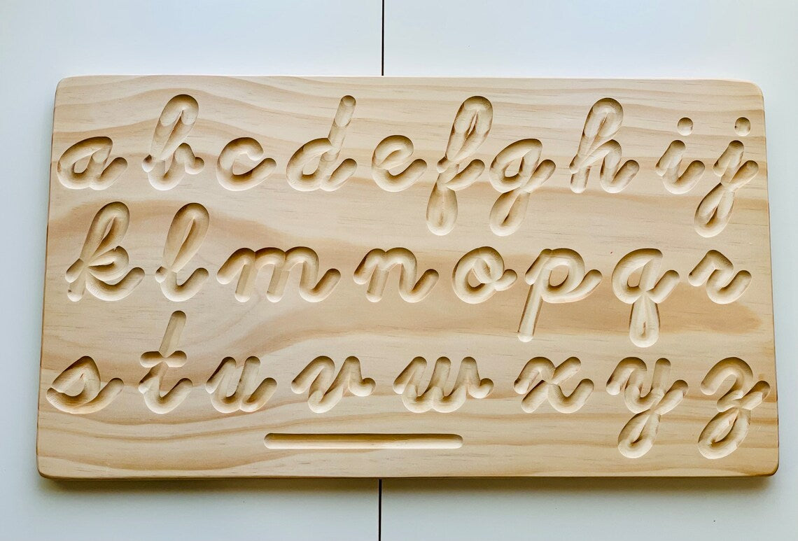 Heirloom Quality Double Sided Wooden Cursive Alphabet Tracing Board. M ...